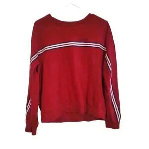 H&M Divided Women's Red Cotton Knit Long Sleeve w White/Blue Stripe & "original